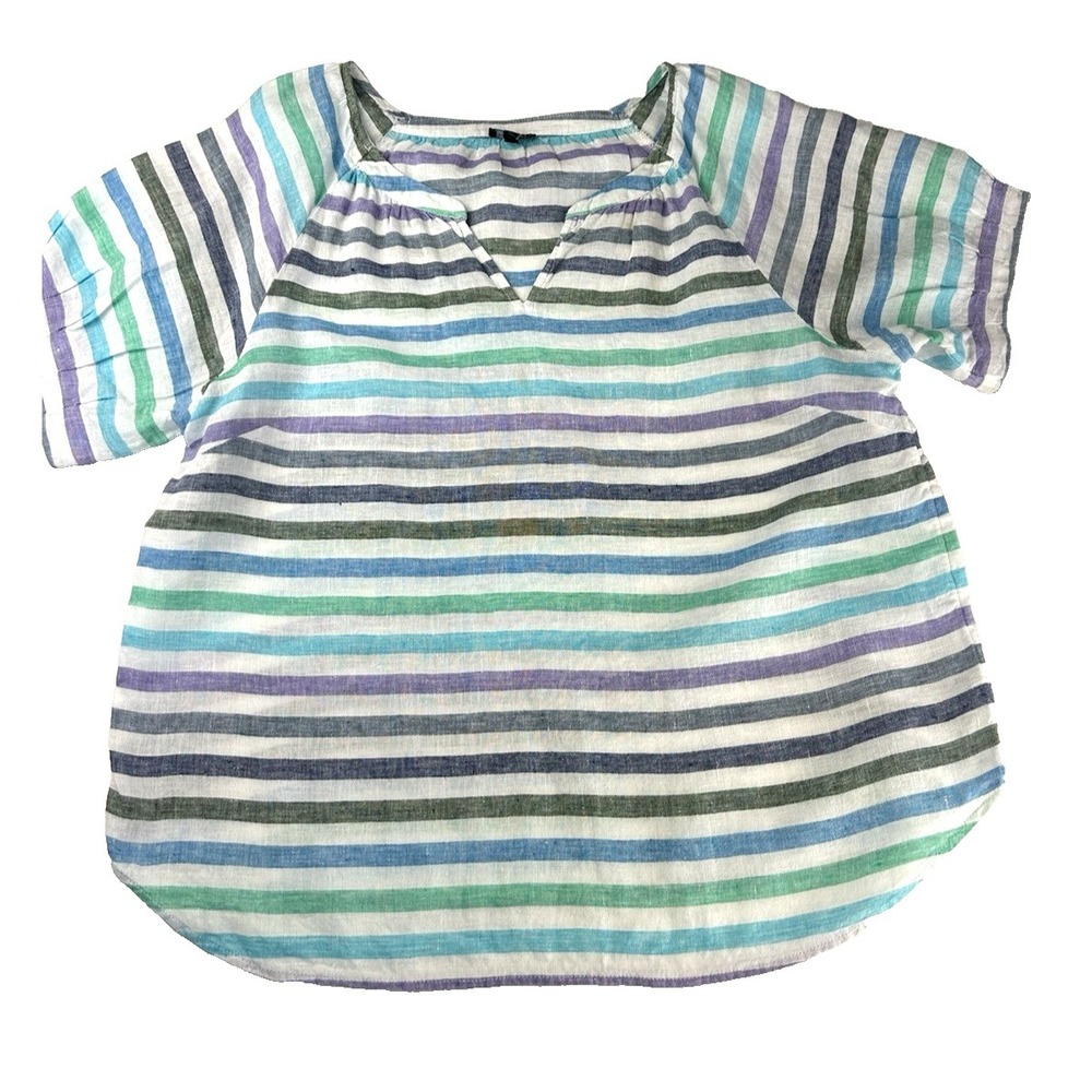 Talbots Short Sleeve 100% Linen Coastal Grandma Effortless Beach Size XL Petite